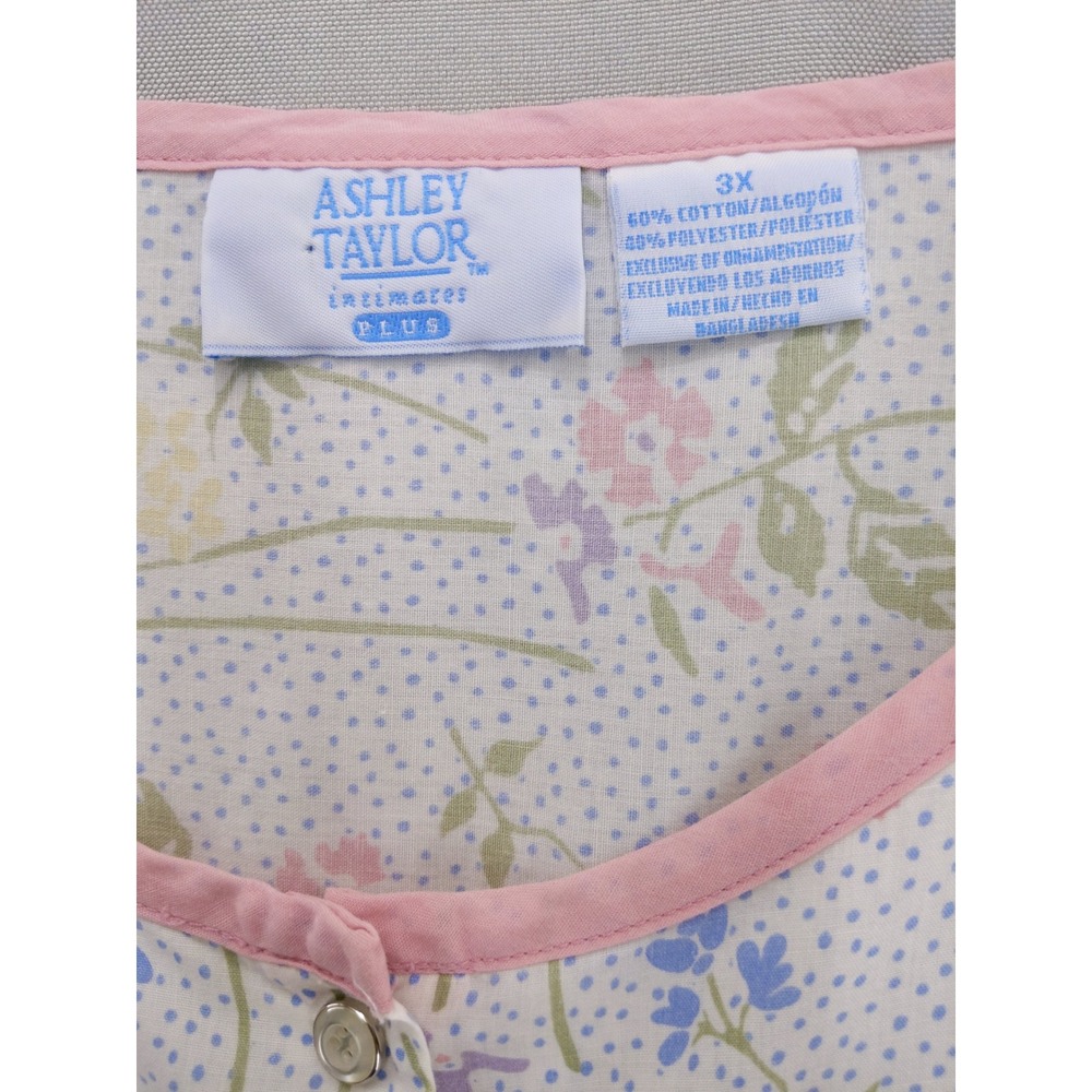 Vintage Ashley Taylor Intimates Plus Nightgown 3X  Snap Front Duster Dress - Picture 6 of 9